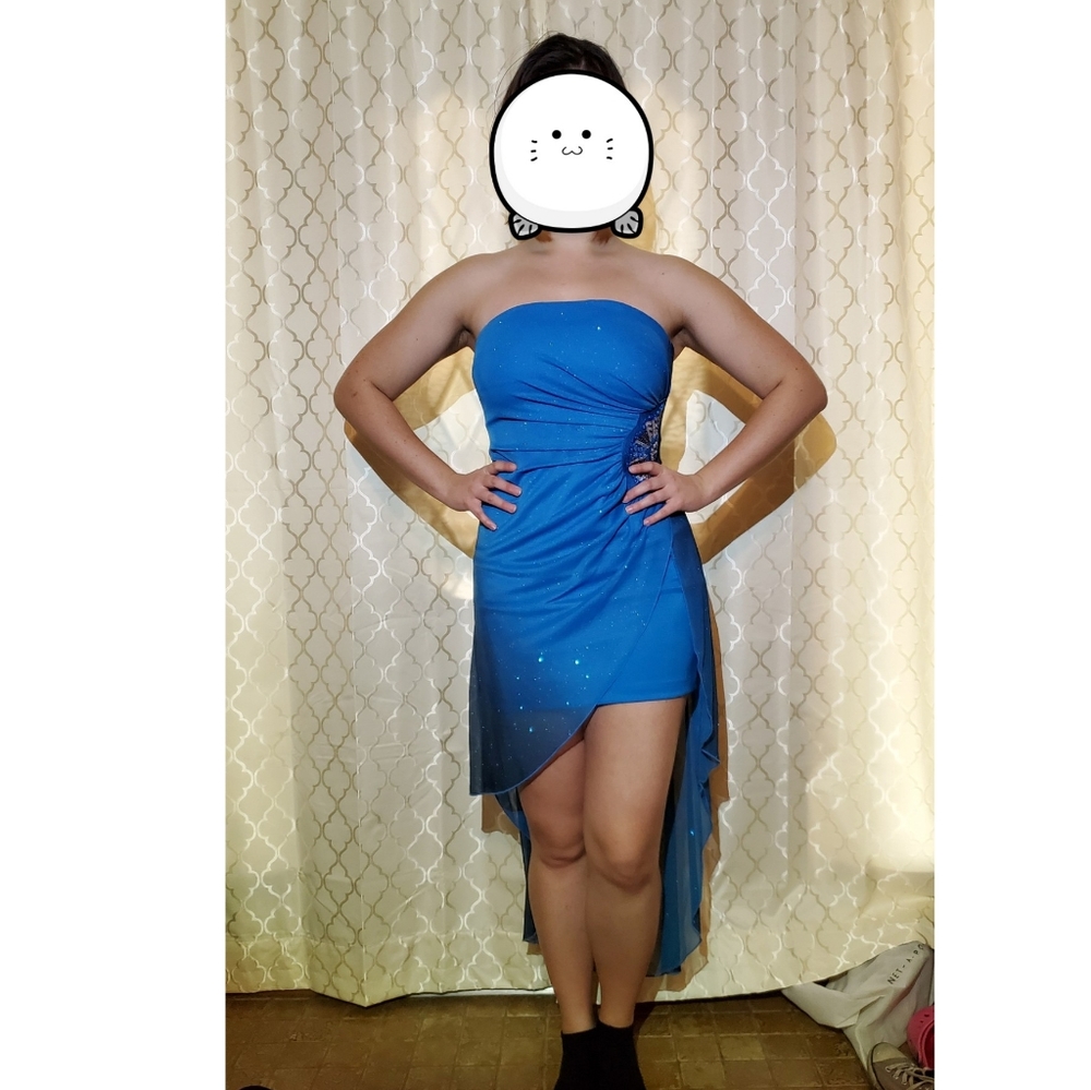 TeezeMe Hi-Lo/Asymetrical Formal Blue Gown/Dress